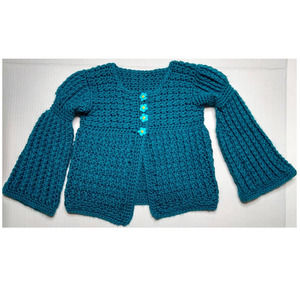 Girls size 4T Handmade Crocheted Sweater with flower buttons